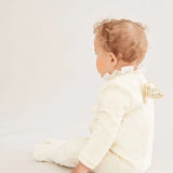 Velour Gold Angel Wing Sleepsuit Cream