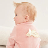 Velour Gold Angel Wing Sleepsuit Pink