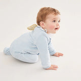 Velour Gold Angel Wing Sleepsuit Blue