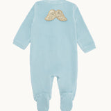 Velour Gold Angel Wing Sleepsuit Blue