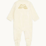 Velour Gold Angel Wing Sleepsuit Cream