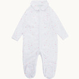 Star & Crown Print Sleepsuit with Mittens Pink