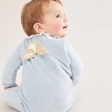 Velour Gold Angel Wing Sleepsuit Blue